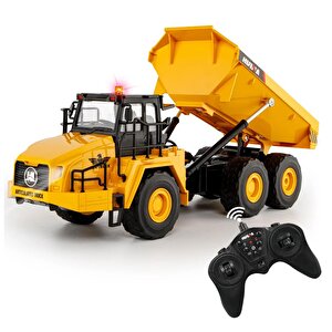 Huina 1553 1/16 Yüksek Kalite 11ch Rc Model Damperli Kamyon Uzaktan Kumandalı Çok Fonksiyonlu İş Makinesi -2.4g Sesli&işıklı
