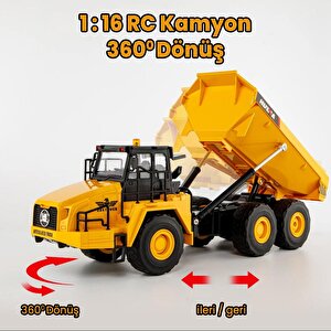 Huina 1553 1/16 Yüksek Kalite 11ch Rc Model Damperli Kamyon Uzaktan Kumandalı Çok Fonksiyonlu İş Makinesi -2.4g Sesli&işıklı