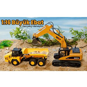 Huina 1553 1/16 Yüksek Kalite 11ch Rc Model Damperli Kamyon Uzaktan Kumandalı Çok Fonksiyonlu İş Makinesi -2.4g Sesli&işıklı