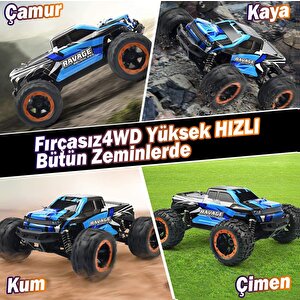 Haiboxing Rc 1/16 Ravage 45+ Km/h Sürat Uzaktan Kumandalı Rc Model Araba Rtr Elektrikli 4wd Brushless Fırçasız Offroad Truck (mavi
