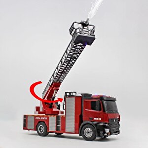 Huina 1561 1/14 22ch Yüksek Kalite Rc Model Uzaktan Kumandalı Merdivenli Yangın Söndürme İtfaiye Kamyonu İş Makinesi -su Püskürtme