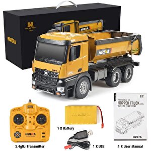 Huina 1573 1/14 Yüksek Kalite Rc Model Damperli Kamyon Uzaktan Kumandalı Metal İş Makinesi -10kg Yükleme Kapasiteli -2.4g Full Fon