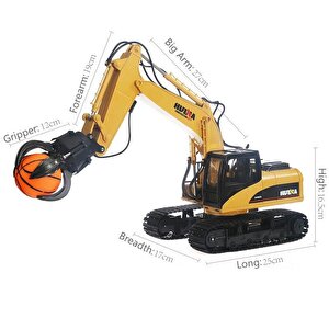 Huina 1571 1/14 Yüksek Kalite 15ch Rc Model Grabber Paletli Ekskavatör Kavrayıcı Kollu Uzaktan Kumandali İş Makinesi -2.4g Sesli&i