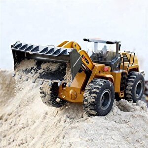Huina 1583 1/14 10ch Full Metal Uzaktan Kumandalı Profesyonel Rc Model Wheel Loader Damper Dozer Kamyon İş Makinesi -6 Kg Ağirlik-
