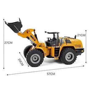 Huina 1583 1/14 10ch Full Metal Uzaktan Kumandalı Profesyonel Rc Model Wheel Loader Damper Dozer Kamyon İş Makinesi -6 Kg Ağirlik-