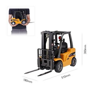 Huina 1577 1/10 Yüksek Kalite Rc Model Forklift Vinç Uzaktan Kumandalı Metal İş Makinası - 2.4g 8 Kanal Full Fonksiyon Sesli Ve Iş
