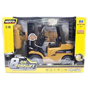 Huina 1577 1/10 Yüksek Kalite Rc Model Forklift Vinç Uzaktan Kumandalı Metal İş Makinası - 2.4g 8 Kanal Full Fonksiyon Sesli Ve Iş