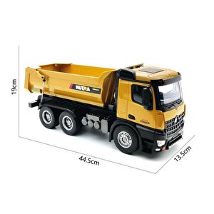 Huina 1582 1/14 10 Kanal Full Metal Rc Model Profesyonel Uzaktan Kumandalı Damperli Kamyon İş Makinası - 2.4g Full Fonksiyon Sesli
