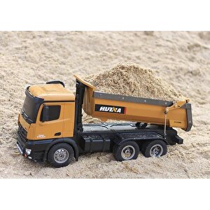 Huina 1582 1/14 10 Kanal Full Metal Rc Model Profesyonel Uzaktan Kumandalı Damperli Kamyon İş Makinası - 2.4g Full Fonksiyon Sesli