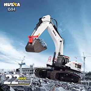 Huina 1594 1/14 Profesyonel 22 Kanal Rc Model 4 Farklı Metal Kepçeli Ekskavatör Kepçe Kazıcı Uzaktan Kumandalı İş Makinesi -2.4g S