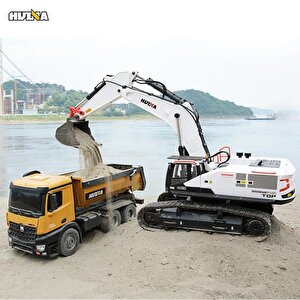 Huina 1594 1/14 Profesyonel 22 Kanal Rc Model 4 Farklı Metal Kepçeli Ekskavatör Kepçe Kazıcı Uzaktan Kumandalı İş Makinesi -2.4g S