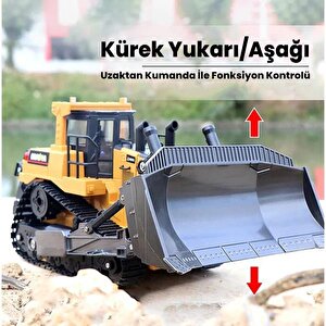 Huina 1554 1/16 Yüksek Kalite 11ch Rc Model Caterpillar Buldozer Paletli Metal Kepçe Kazıcı Uzaktan Kumandalı İş Makinesi -2.4g Se