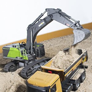 Huina 1593 1/14 Yüksek Kalite 22 Kanal Rc Model Metal Kepçeli Kazıcı Ekskavatör Uzaktan Kumandalı Çok Fonksiyonlu İş Makinesi -2.4