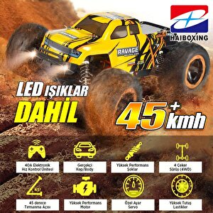 Haiboxing Rc 1/16 Ravage 45+ Km/h Sürat Uzaktan Kumandalı Rc Model Araba Rtr Elektrikli 4wd Brushless Fırçasız Offroad Truck (sarı