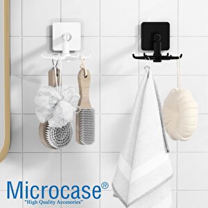 Microcase Kendinden Yapışkanlı 360 Derece Dönen 6 Kancalı Askı Mutfak Banyo Gardırop Raf Aparatı 2 Adet - Al5022
