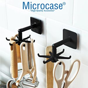 Microcase Kendinden Yapışkanlı 360 Derece Dönen 6 Kancalı Askı Mutfak Banyo Gardırop Raf Aparatı 2 Adet - Al5022