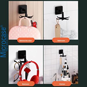 Microcase Kendinden Yapışkanlı 360 Derece Dönen 6 Kancalı Askı Mutfak Banyo Gardırop Raf Aparatı 2 Adet - Al5022