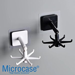 Microcase Kendinden Yapışkanlı 360 Derece Dönen 6 Kancalı Askı Mutfak Banyo Gardırop Raf Aparatı 2 Adet - Al5022