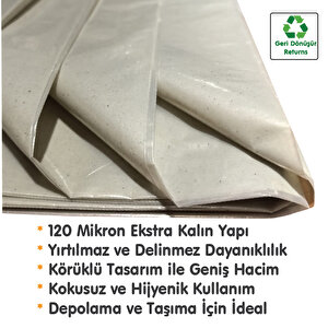 100x135 Cm Naylon Çuval Büyük Boy | 10 ADET | 120 Mikron Kalın, Körüklü, Taşınma Ve Depolama