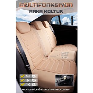 Seat Altea Uyumlu Yarı Deri Oto Koltuk Kılıfı Ön Arka Takım Carbon Serisi Bej