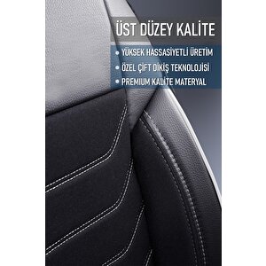 Seat Leon Sc Style Uyumlu Yarı Deri Oto Koltuk Kılıfı Ön Arka Takım Carbon Serisi Siyah Beyaz