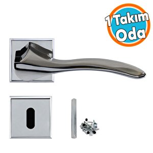 Oda Kapı Kolu 1 Takım Krom İnox Sağa Sola Uygun Ön Arka Oda Kapısı