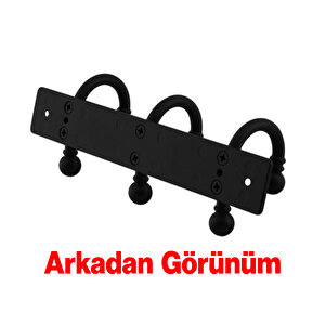 Metal Askı Siyah 3'lü Birleşik Askı Vestiyer Duvar Monteli Dolap Askılığı Vidalı Elbise Asma 1 Adet