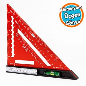 Alüminyum Üçgen Cetvel Marangoz Gönye Metal Gövde Açılı Ölçüm Ahşap Hassas Gönye 170 Mm 17 Cm