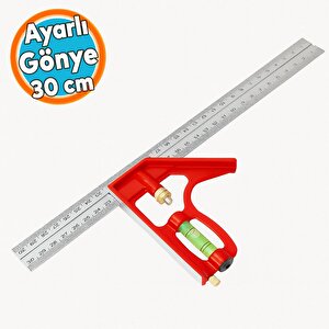 Ayarlı Alüminyum Marangoz Gönye Metal Gövde Açılı Ölçüm Cetveli İnşaat Hassas Gönye 300 Mm 30 Cm