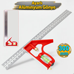 Ayarlı Alüminyum Marangoz Gönye Metal Gövde Açılı Ölçüm Cetveli İnşaat Hassas Gönye 300 Mm 30 Cm