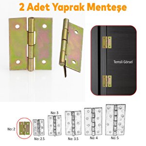 2 Adet Yaprak Menteşe Prinç Sarı No:2 Mobilya Pencere Kapı Duşakabin Dolap Menteşesi İki Kanatlı