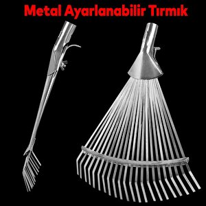 Ayarlanabilir Bahçe Tarla Tırmık Çim Peyzaj Yaprak Ot Saman Temizleme Toplama Tırmığı Metal 1 Adet