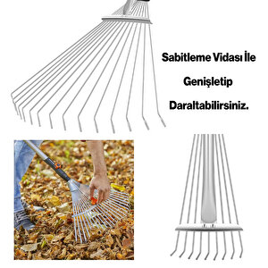 Ayarlanabilir Bahçe Tarla Tırmık Çim Peyzaj Yaprak Ot Saman Temizleme Toplama Tırmığı Metal 1 Adet