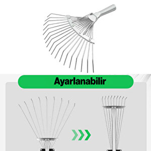 Ayarlanabilir Bahçe Tarla Tırmık Çim Peyzaj Yaprak Ot Saman Temizleme Toplama Tırmığı Metal 1 Adet