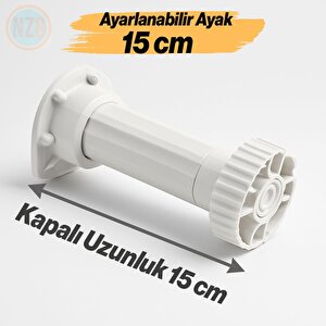 Ayarlanabilir Plastik Ayak Dolap Mobilya Tezgah Yükseltici Yükseltme Ayağı Ayakları 1 Adet 15 Cm