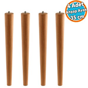 4 Adet Sehpa Masa Ayağı Ham Doğal Ahşap Kahverengi Boyalı Mobilya Aksesuar Modern Ayakları Bohem 35 Cm