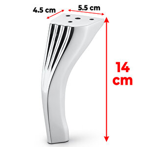 Metal Mobilya Ayağı Ayakları Ünite Baza Koltuk Kanepe Sehpa Ayakları 14 Cm Gümüş Krom Renk