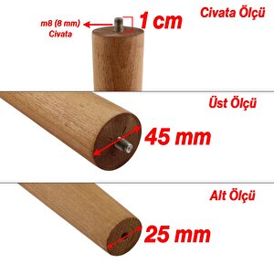 Sehpa Ayak Seti Boyalı Doğal Ahşap Bohem Silindir Mobilya Ayakları Sehpa Masa Kahverengi 3’lü 45 Cm
