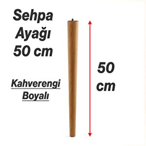 Sehpa Ayak Seti 50 Cm Kahverengi Doğal Ahşap Boyalı Silindir Masa Ayağı Ayakları Aksesuar Bohem 3'lü
