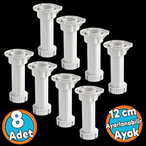Ayarlanabilir Plastik Ayak Dolap Mobilya Tezgah Yükseltici Yükseltme Ayağı Ayakları 8 Adet 12 Cm