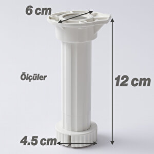Ayarlanabilir Plastik Ayak Dolap Mobilya Tezgah Yükseltici Yükseltme Ayağı Ayakları 8 Adet 12 Cm
