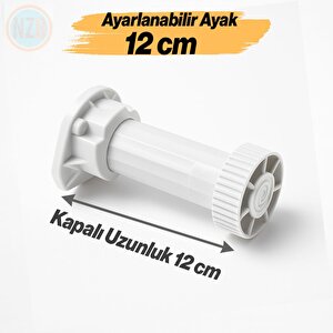 Ayarlanabilir Plastik Ayak Dolap Mobilya Tezgah Yükseltici Yükseltme Ayağı Ayakları 8 Adet 12 Cm