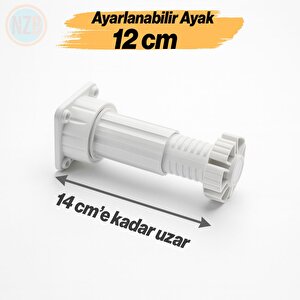 Ayarlanabilir Plastik Ayak Dolap Mobilya Tezgah Yükseltici Yükseltme Ayağı Ayakları 8 Adet 12 Cm