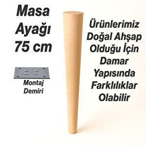 Masa Ayağı 4 Adet Ham Doğal Ahşap Boyasız Bağlantı Aparatlı Mobilya Kanepe Sehpa Ayakları Bohem 75cm