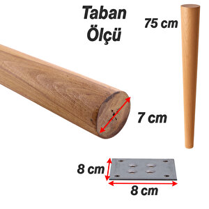 Masa Ayağı 4 Adet Kahverengi Doğal Ahşap Bağlantı Aparatlı Mobilya Kanepe Sehpa Ayakları Bohem 75 Cm
