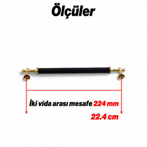 Mobilya Mutfak Çekmece Dolap Dolabı Kulbu Kulpu Kulpları (224 Mm - 22.4 Cm) Siyah Gold Metal