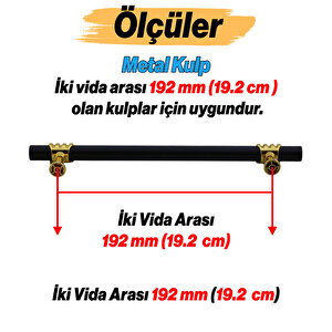 Mobilya Mutfak Dolabı Çekmece Dolap Kulpları Kapak Kulpu Kulbu Siyah Altın 192 Mm Metal Kulp