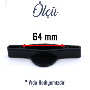 Siyah Kulp Düğme 64 Mm Çekmece Mutfak Salon Odası Mobilya Dolabı Dolap Kulpu Kulbu Plastik Kulp