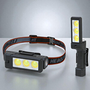 Kafa Feneri Kafa Lambası 3 Led 10w Uzun Menzil Usb Şarjlı Ledli Işık Su Geçirmez Kamp El Feneri