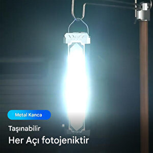 Güneş Enerjli El Feneri Ledli 15w Şarjlı Mıknatıslı Askılı Kamp Taktik El Feneri Su Geçirmez